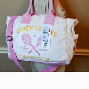 MSS $88 Wildfox White and Pink 'Après Tennis' Brunch Club Tote Nwt
